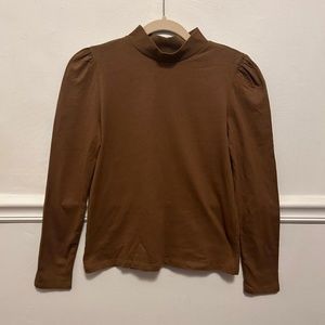 Zara Brown Puff Sleeve Long Sleeve Top - Size S